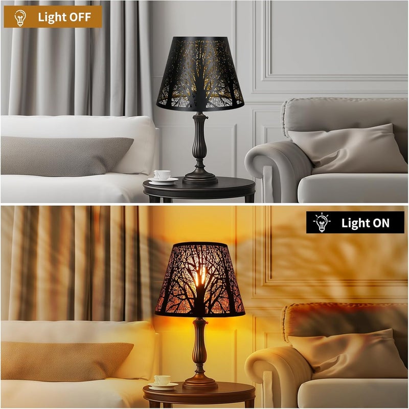 ALUCSET Small Lamp Shade, Barrel Metal Lampshade with Pattern of Trees for Table Lamp and Floor Light, Top Diameter 6 X Bottom Diameter 10 X Height 7.5 Spider - Image 3